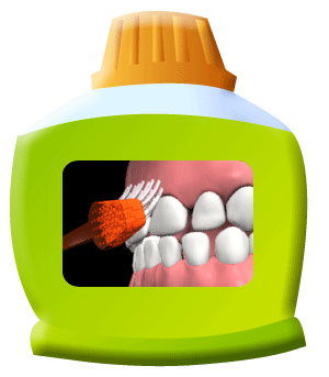 图中所见是牙刷刷毛斜放，并紧贴牙龈边缘。