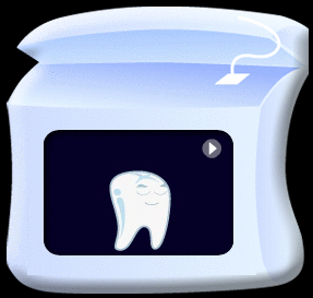 Animation of a tooth being protected by fluoride that reduces acid-producing capability of dental plaque.