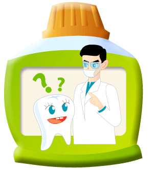 Photograph of a dentist answering questions related to oral problems.