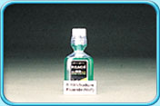Photograph of a bottle of fluoride-containing mouthwash.