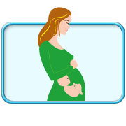圖中所見是一位孕婦在撫摸肚子。