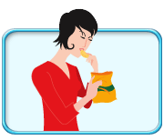 Photograph of a pregnant woman taking snacks.