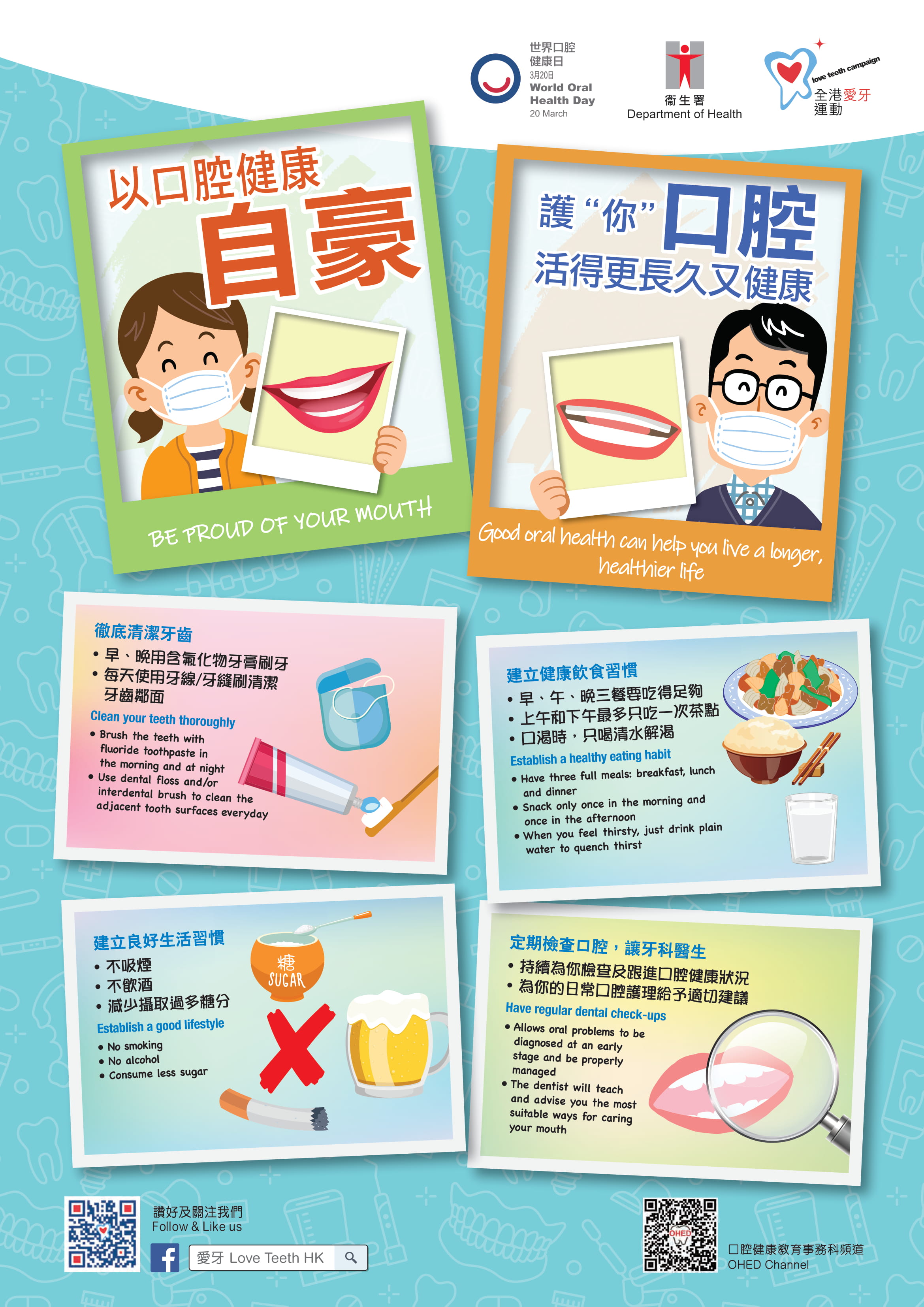 Theme of World Oral Health Day 2021 is “Be Proud of Your Mouth” with the sub-theme “Good oral health can help you live a longer, healthier life”.